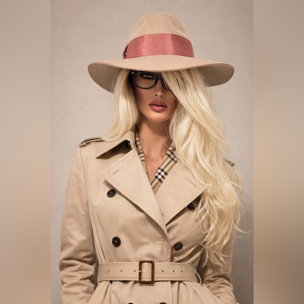 Phenix Women’s Fedora with Satin Trim Adjustable Mauve Taupe